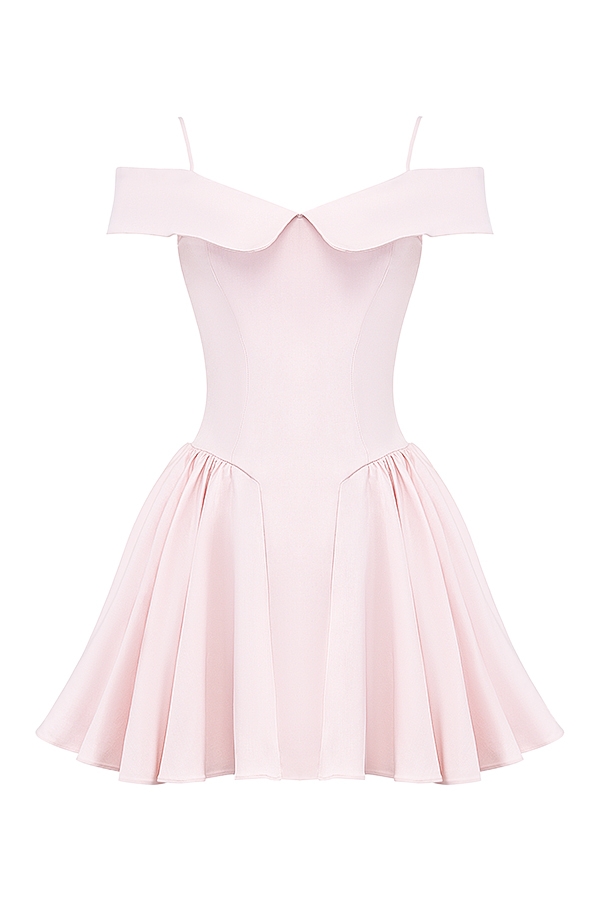ballerina-rosa schulterfreies minikleid