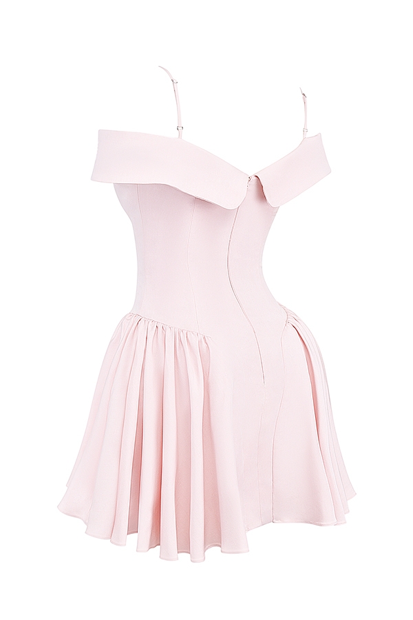 ballerina-rosa schulterfreies minikleid