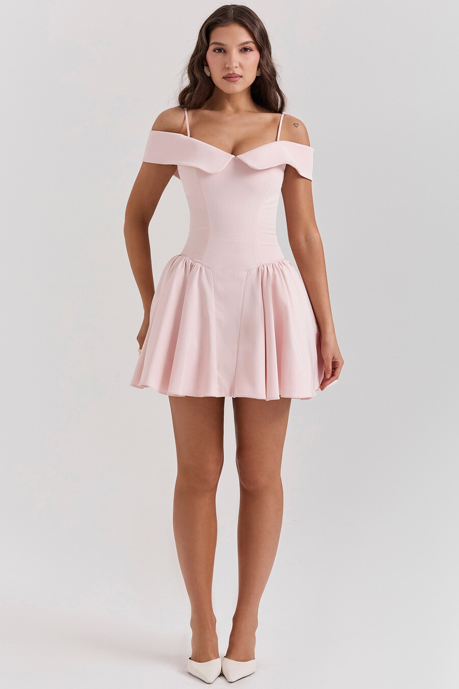 ballerina-rosa schulterfreies minikleid