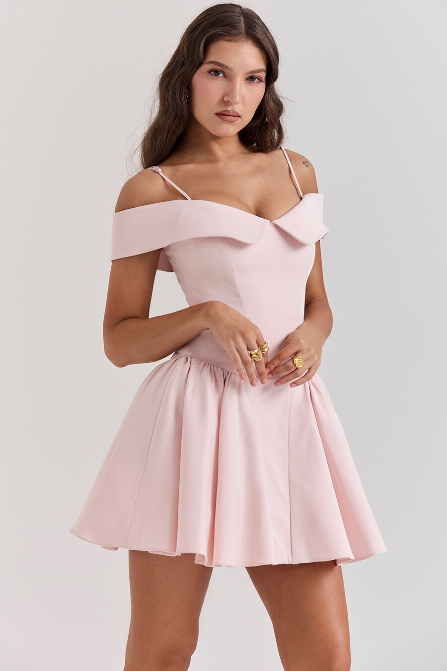 ballerina-rosa schulterfreies minikleid