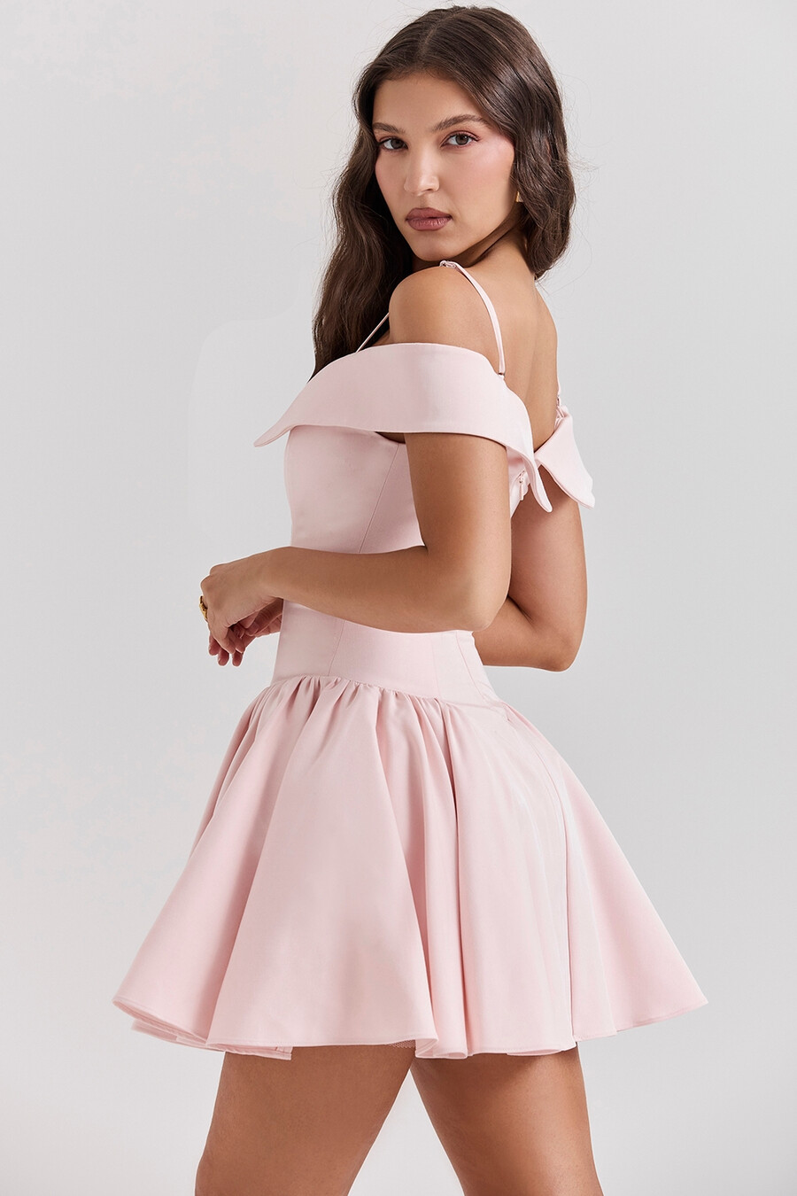 ballerina-rosa schulterfreies minikleid