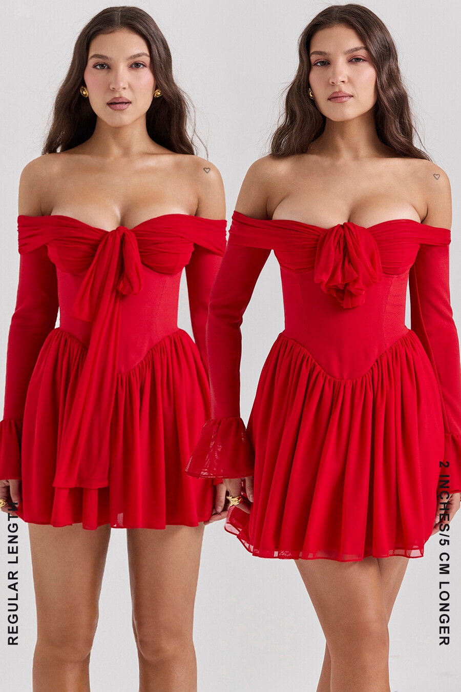 scharlachrotes schulterfreies kleid