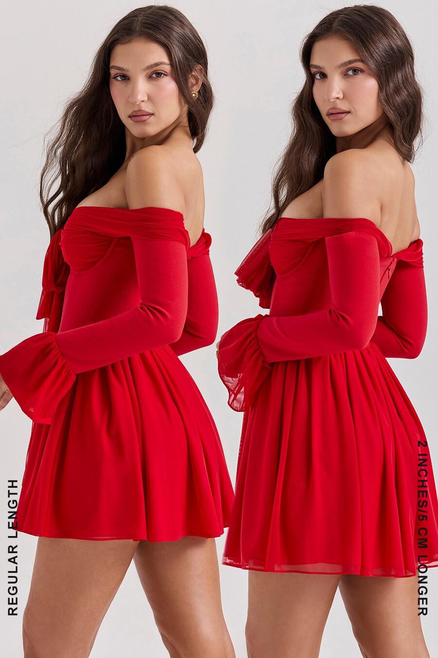scharlachrotes schulterfreies kleid