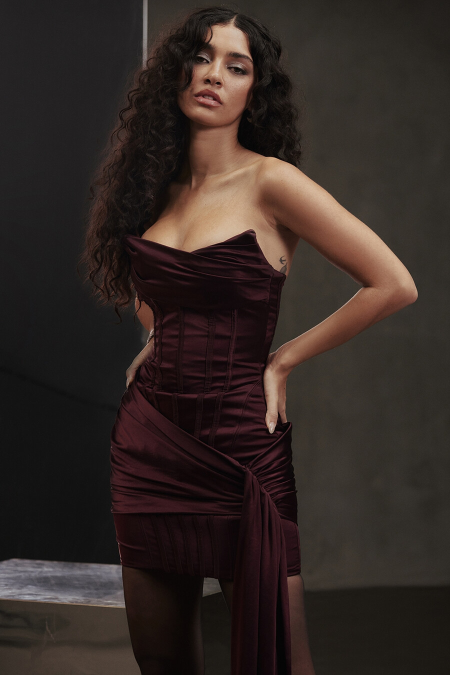 mulberry trägerloses korsettkleid