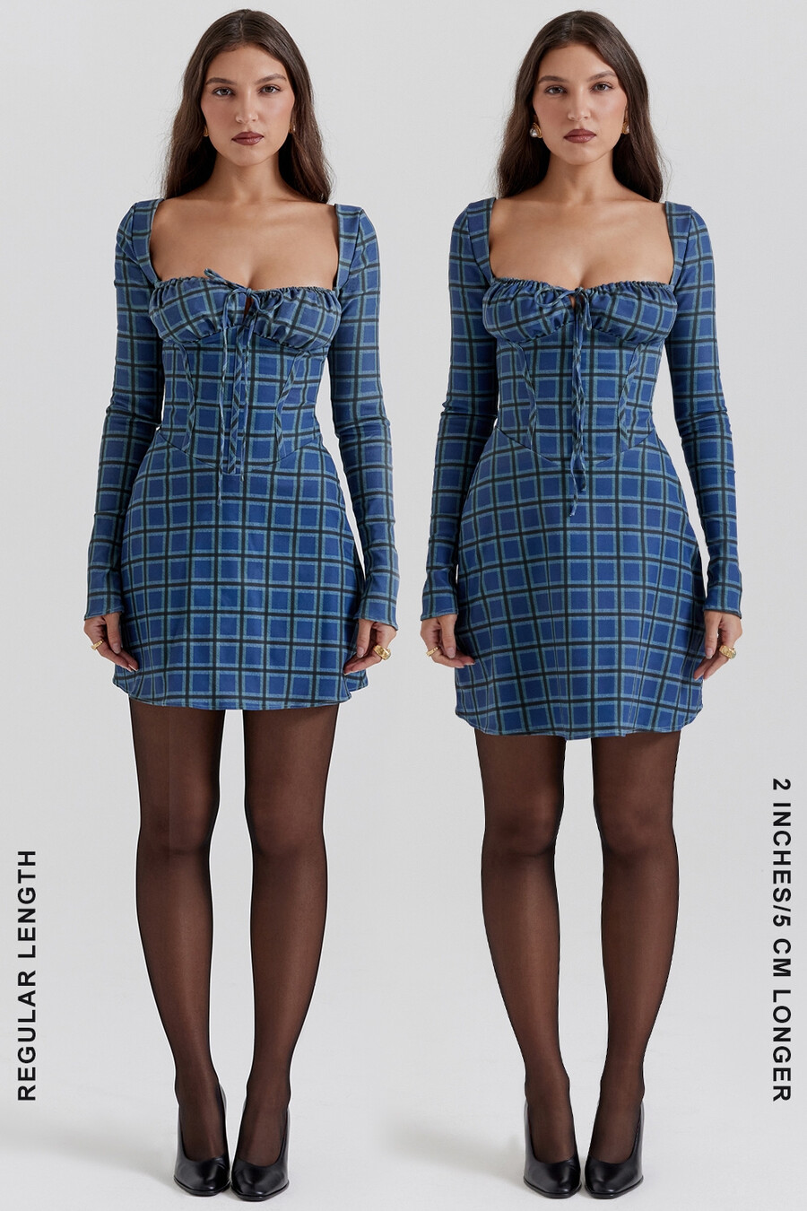 blaues tartan-korsett-minikleid