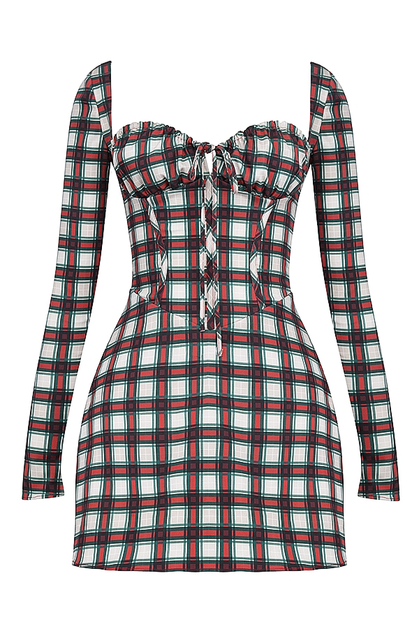 rotes tartan-korsett-minikleid