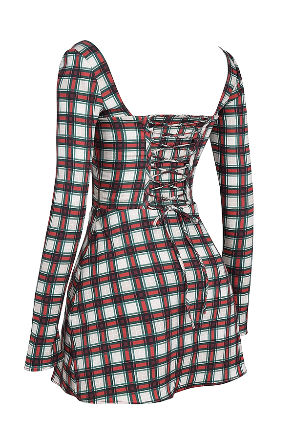 rotes tartan-korsett-minikleid