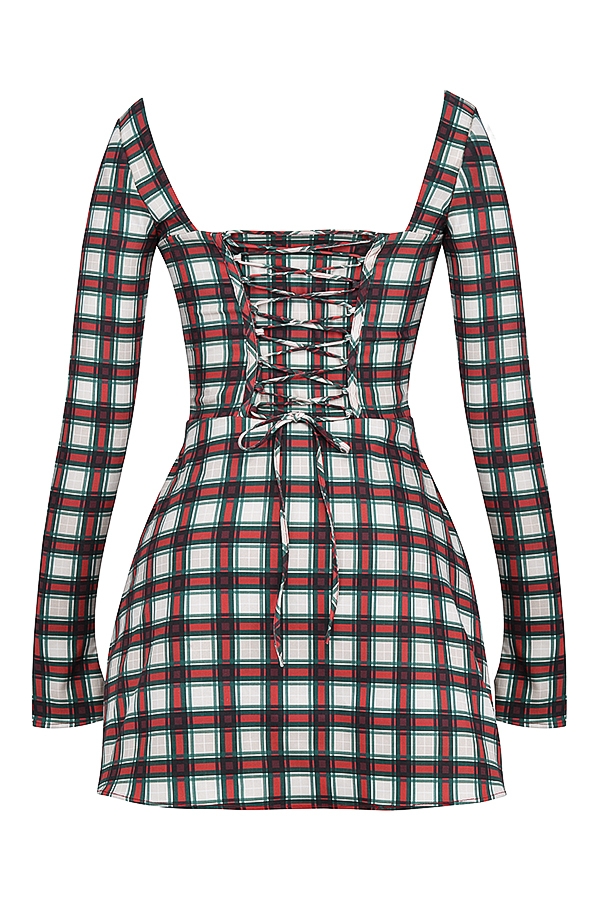 rotes tartan-korsett-minikleid
