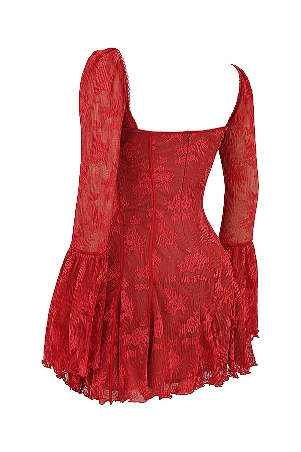scharlachrotes spitzenkorsettkleid
