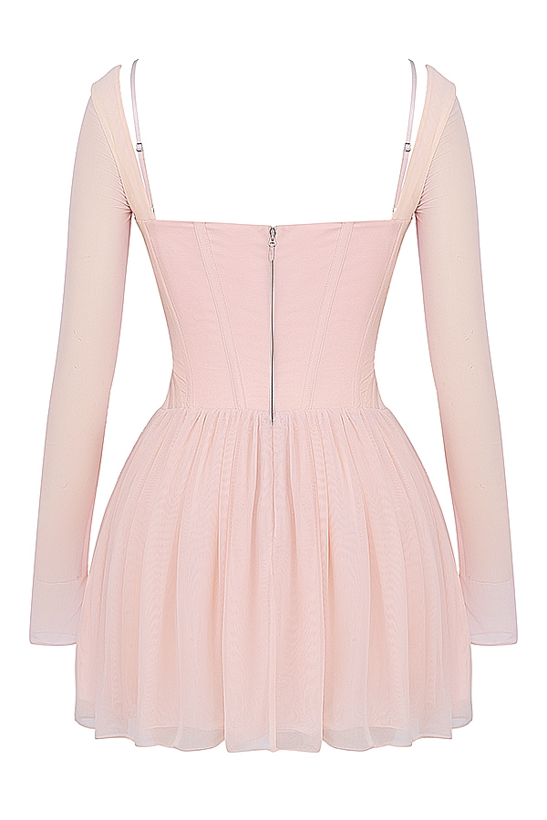 zartrosa pfirsichfarbenes korsett-minikleid