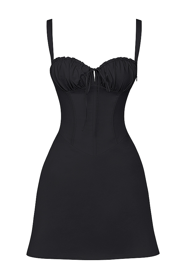 schwarzes korsett-minikleid