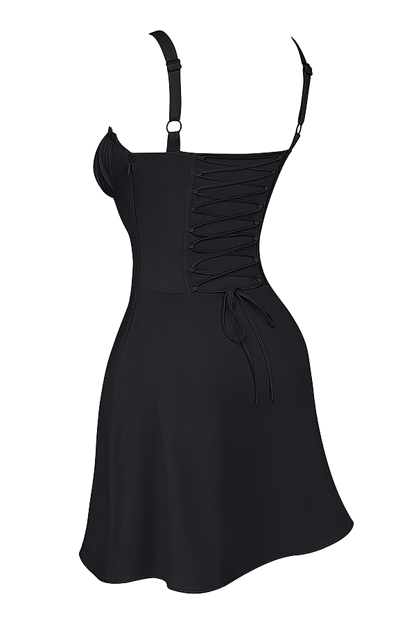 schwarzes korsett-minikleid