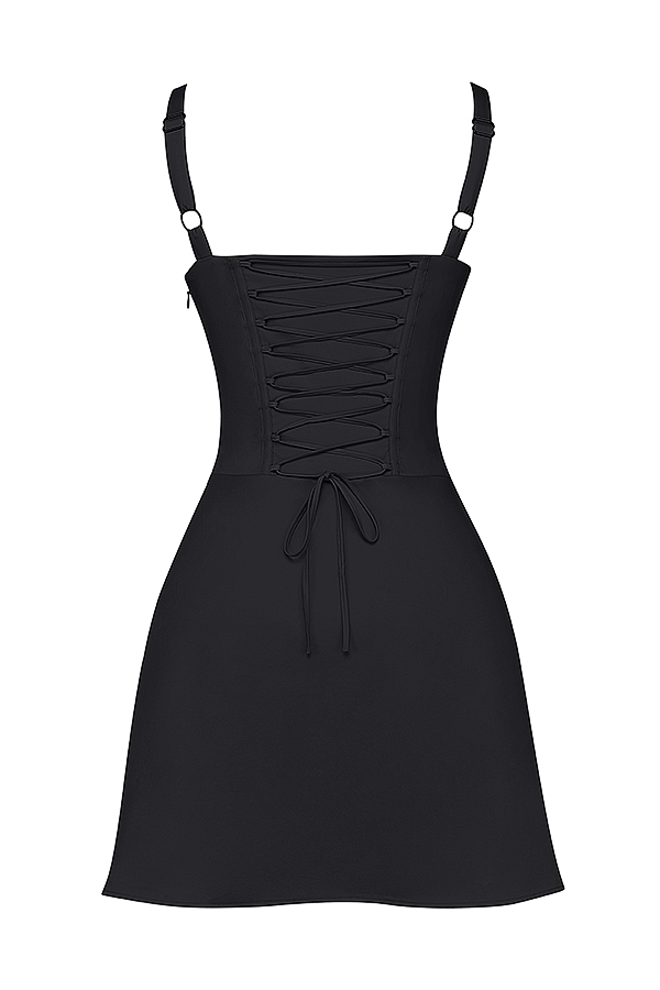 schwarzes korsett-minikleid