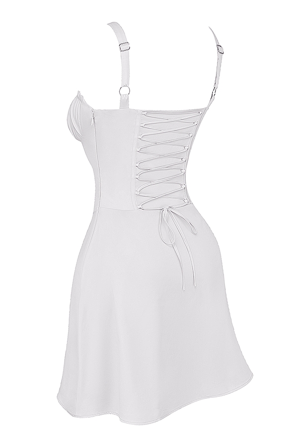 weißes korsett-minikleid