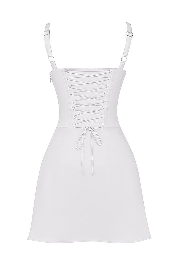 weißes korsett-minikleid