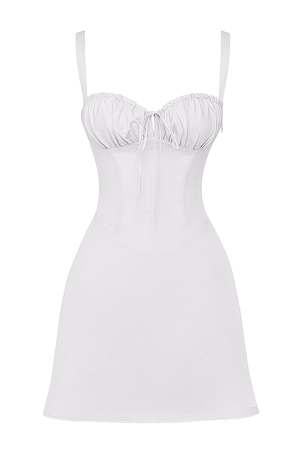 weißes korsett-minikleid