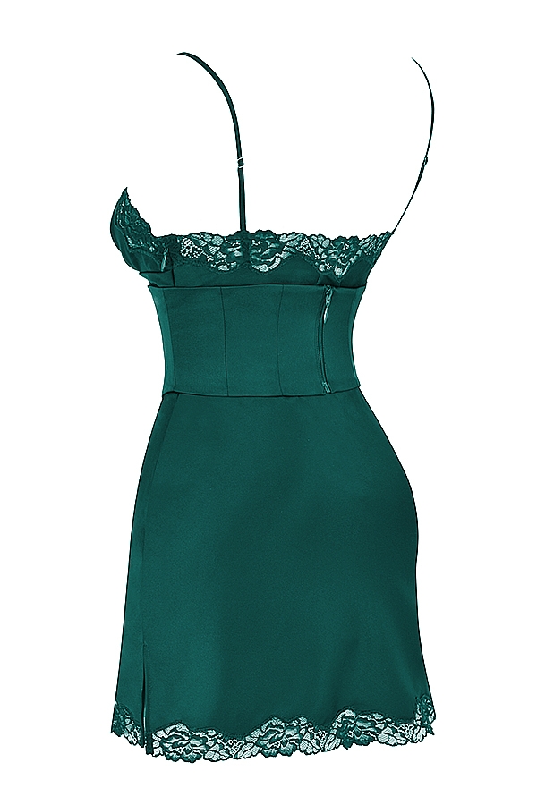 satin-unterkleid in waldgrün
