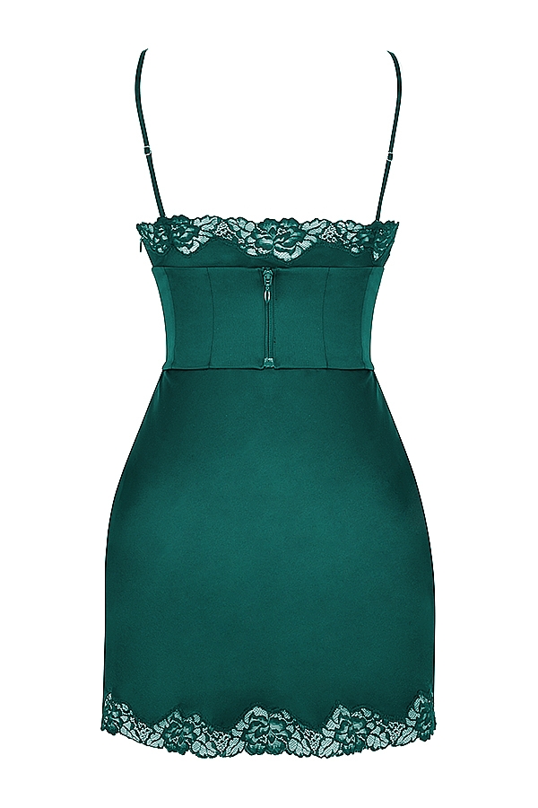 satin-unterkleid in waldgrün