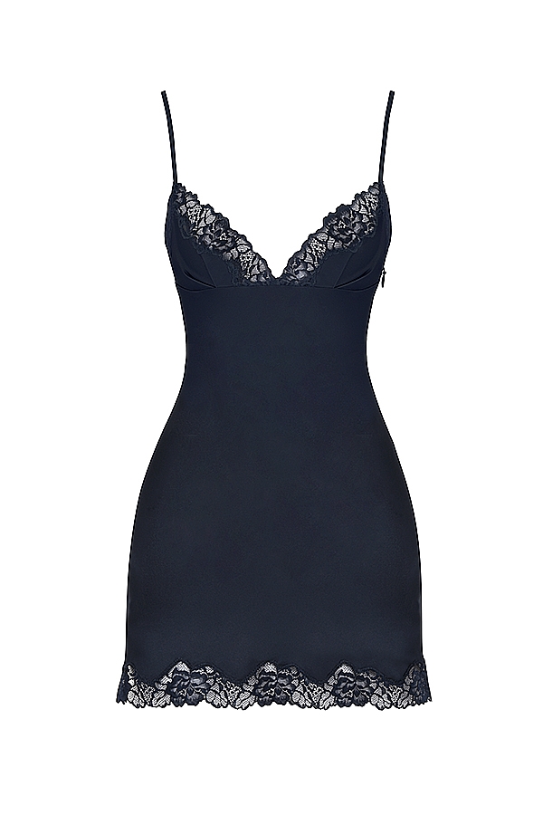 marineblaues satin-unterkleid
