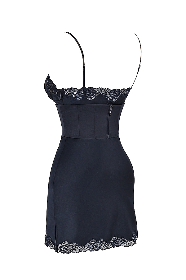 marineblaues satin-unterkleid