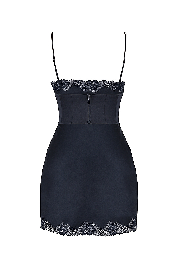 marineblaues satin-unterkleid