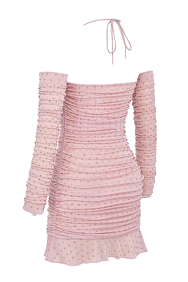 zartrosa kristallisiertes kleid