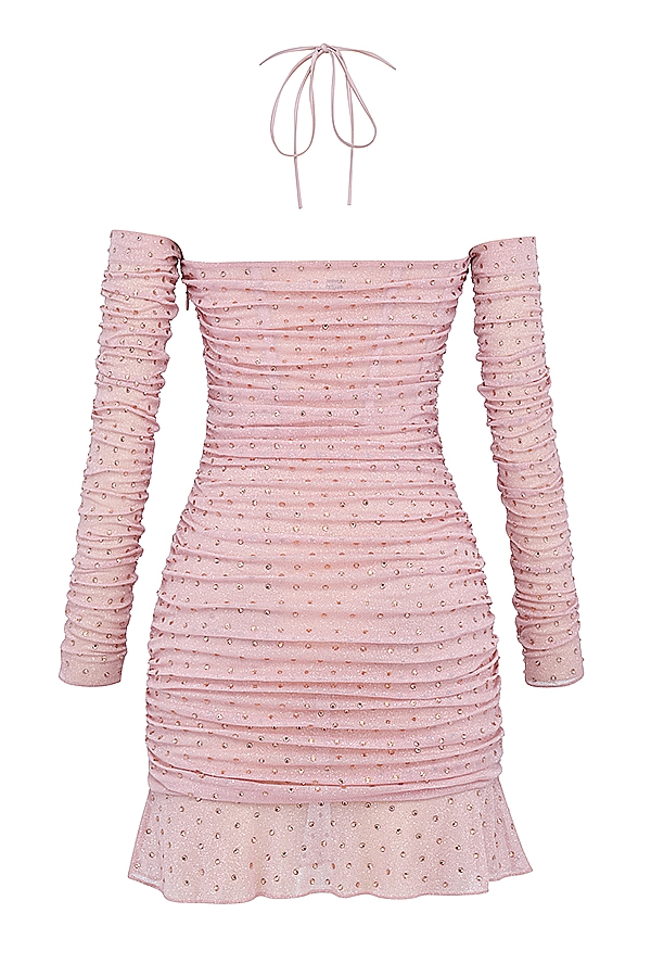 zartrosa kristallisiertes kleid