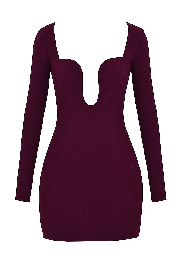 merlotfarbenes korsettkleid mit tiefem ausschnitt