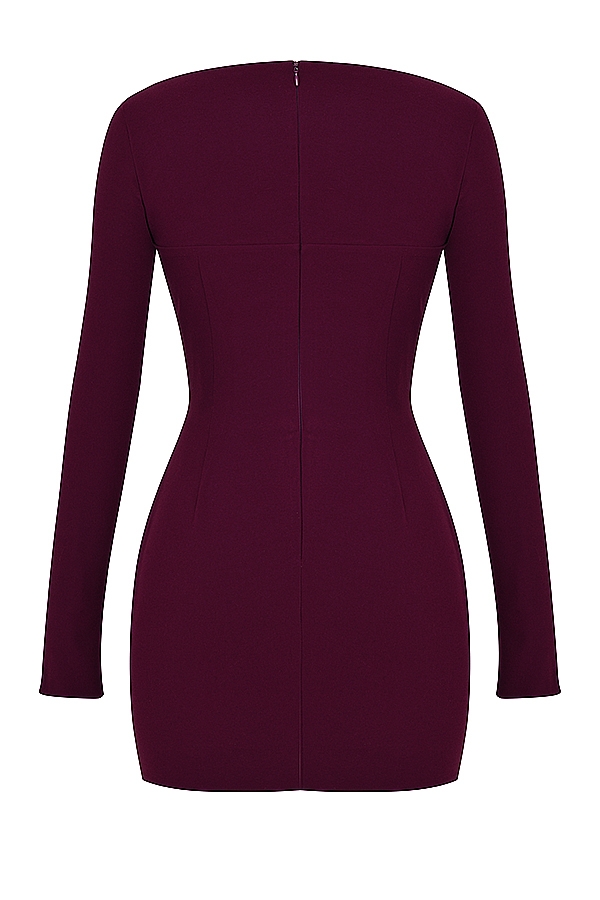 merlotfarbenes korsettkleid mit tiefem ausschnitt