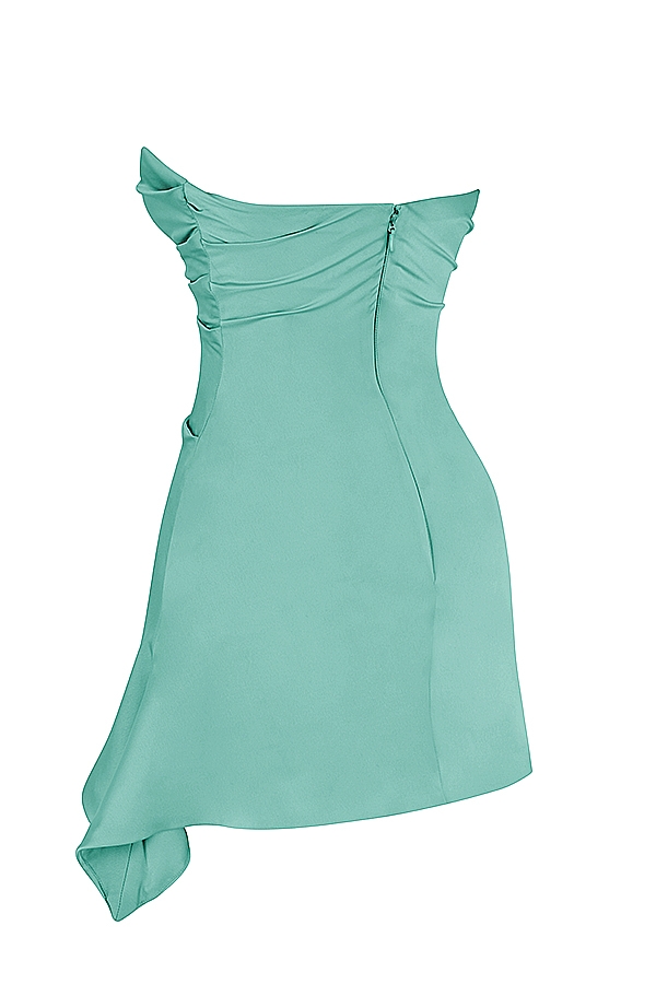 jadefarbenes drapiertes trägerloses korsettkleid