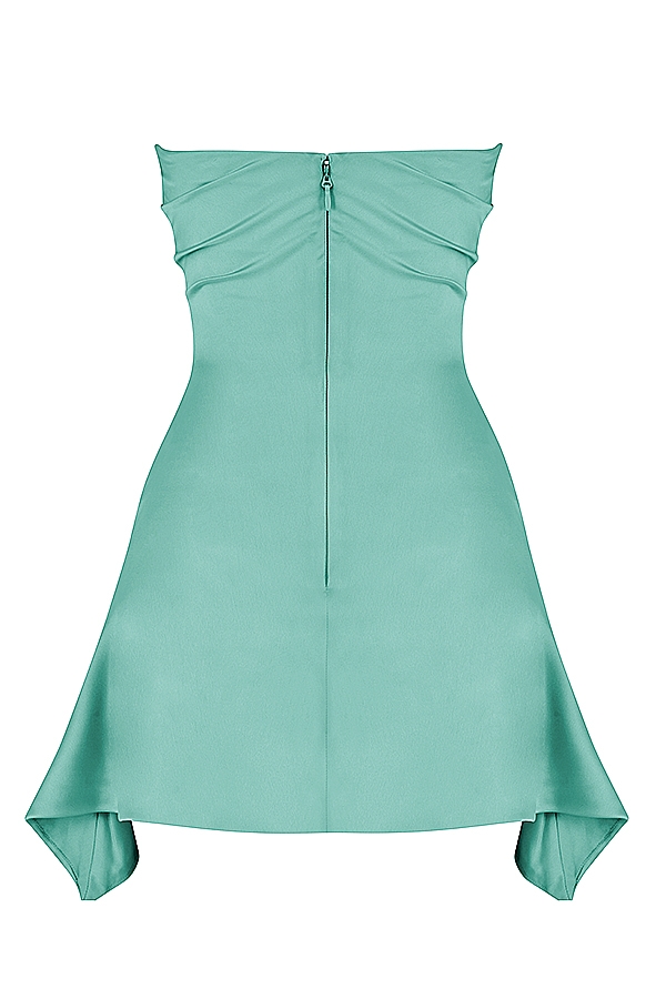 jadefarbenes drapiertes trägerloses korsettkleid
