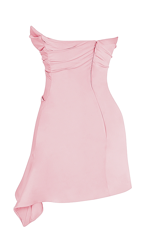 rosafarbenes drapiertes trägerloses korsettkleid