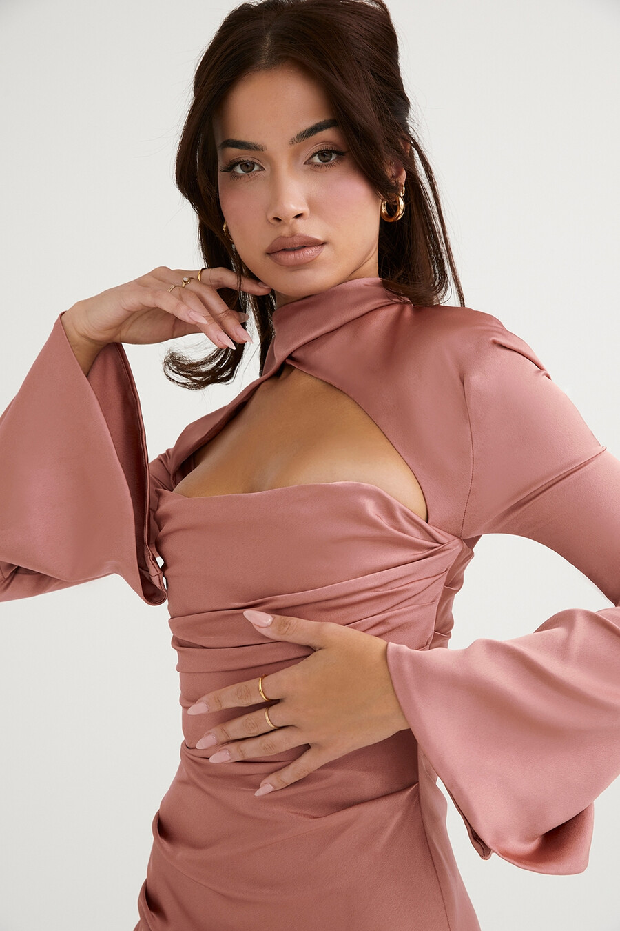 rosenfarbenes korsettkleid
