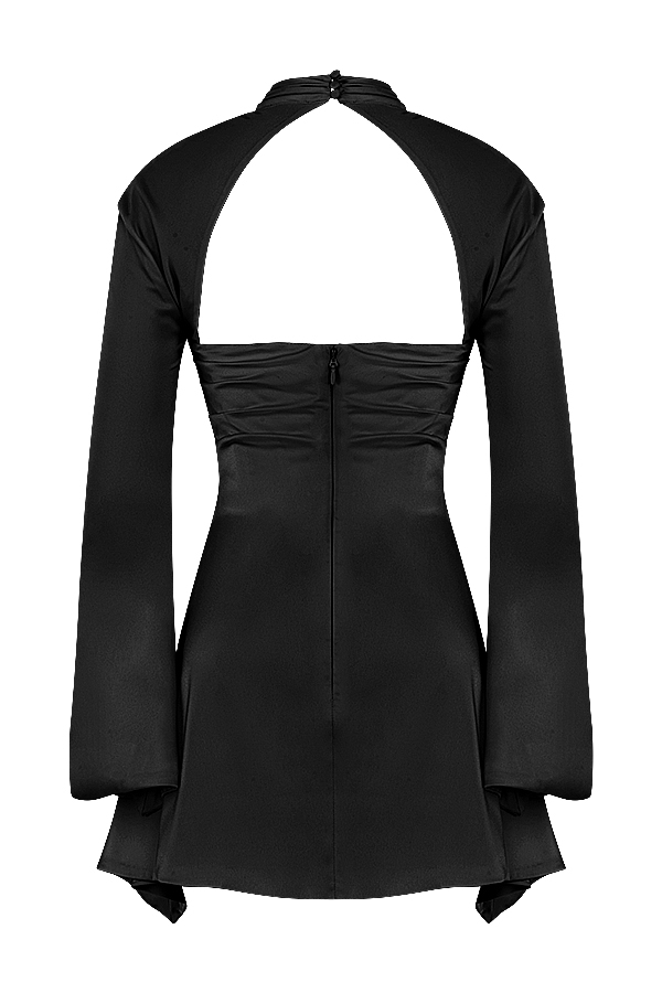 schwarzes drapiertes korsettkleid