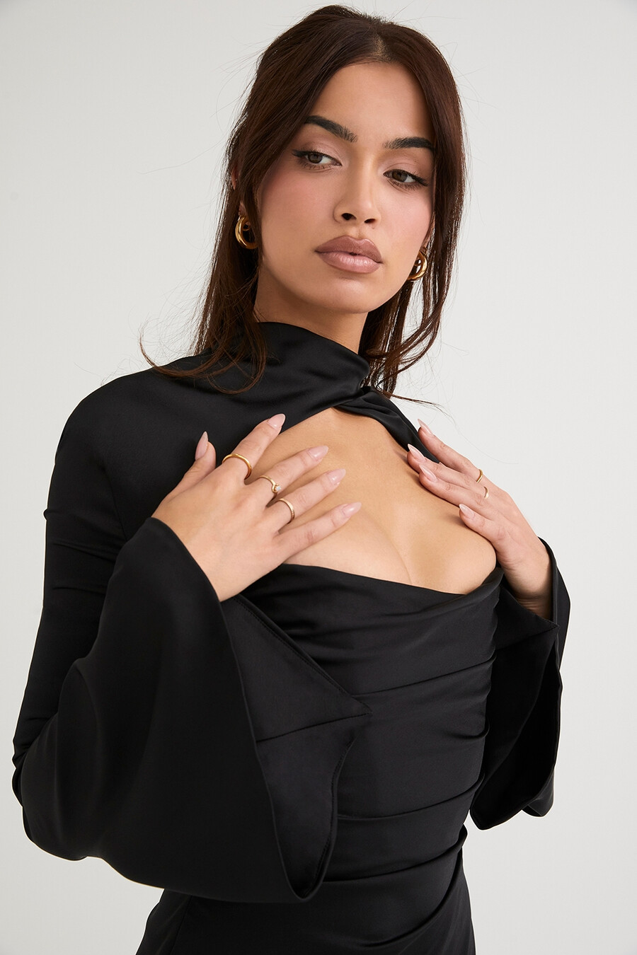 schwarzes drapiertes korsettkleid