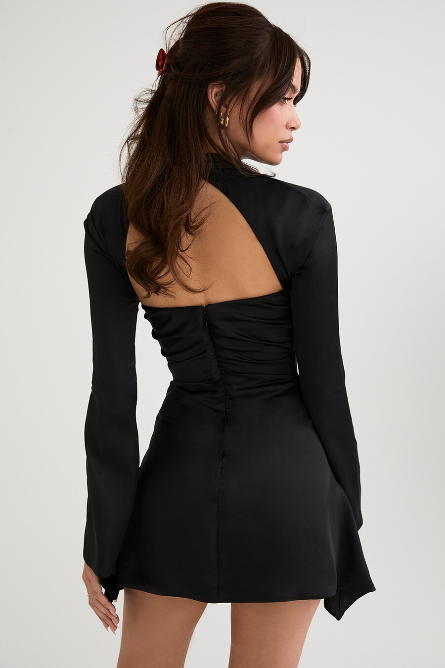 schwarzes drapiertes korsettkleid