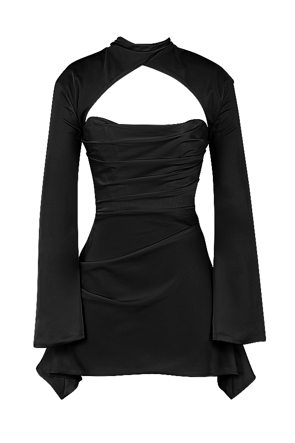 schwarzes drapiertes korsettkleid