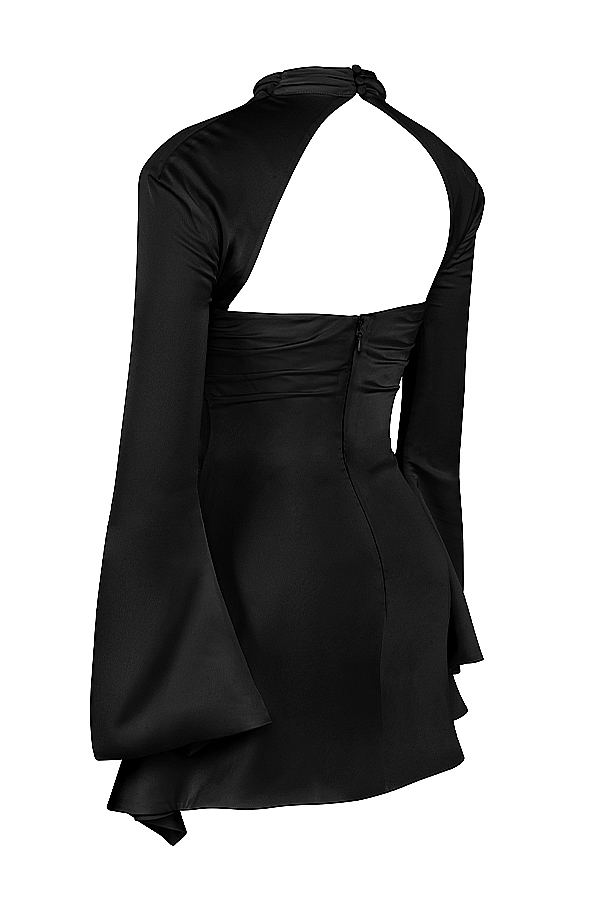 schwarzes drapiertes korsettkleid