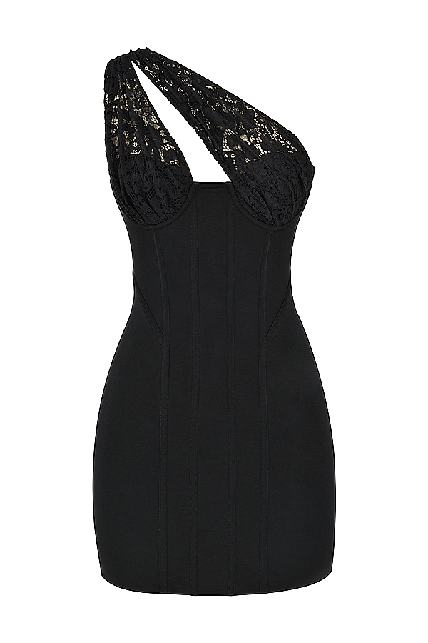 schwarzes minikleid aus spitze