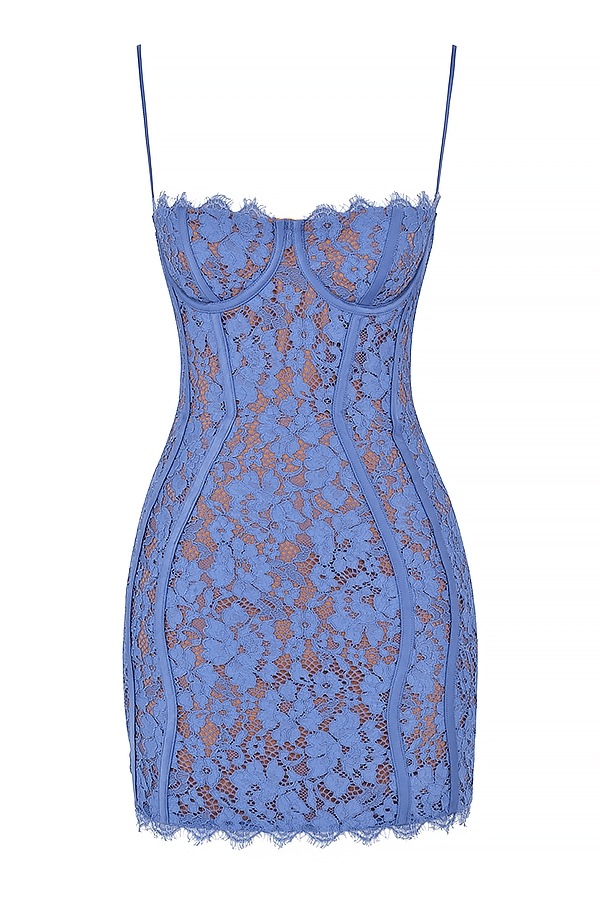 lavendelfarbenes minikleid aus spitze
