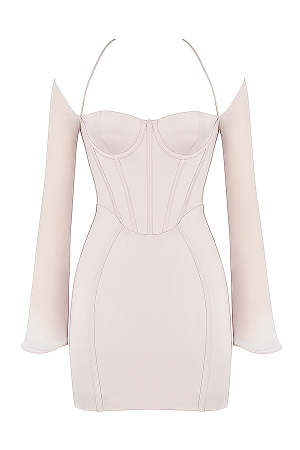 minikleid aus kristall-satin mit korsett-design