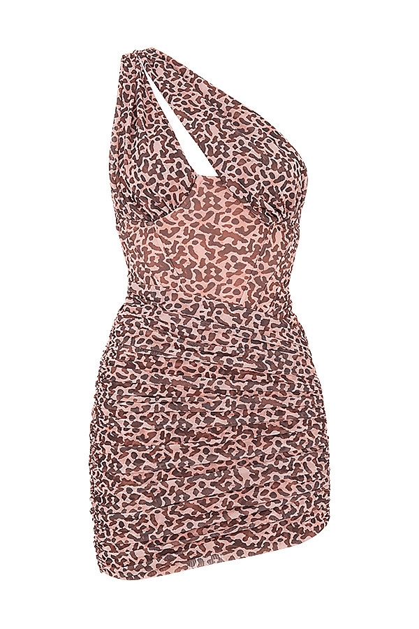 minikleid mit tiermuster und cut-outs