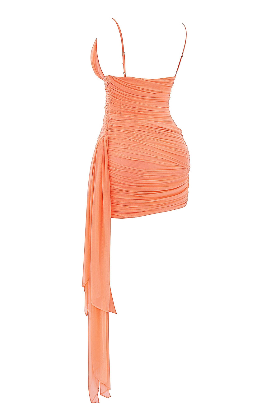 sorbetfarbenes minikleid mit raffungen
