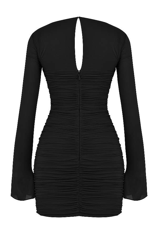 schwarzes minikleid aus echter seide mit cut-outs