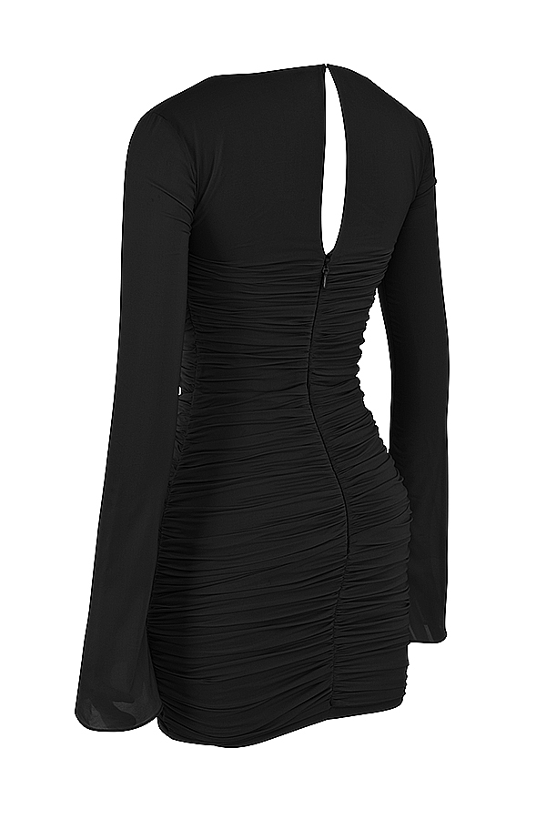 schwarzes minikleid aus echter seide mit cut-outs