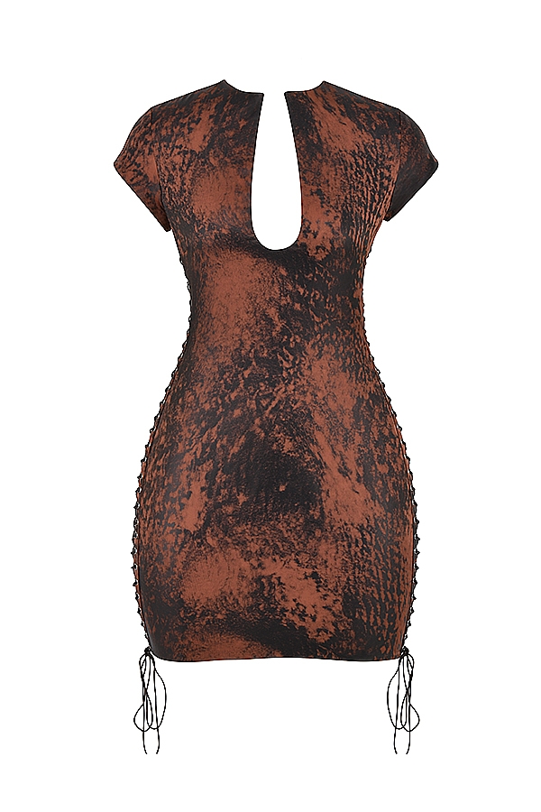 antik-kupferfarbenes minikleid mit schnürung