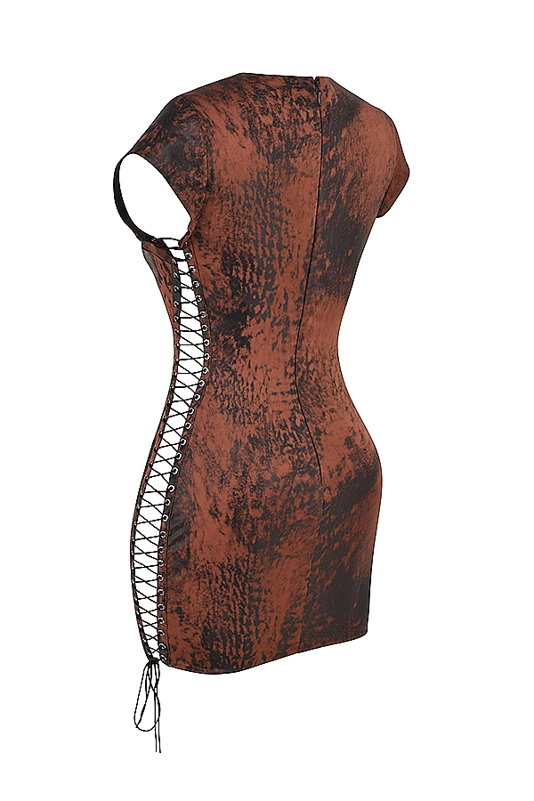 antik-kupferfarbenes minikleid mit schnürung