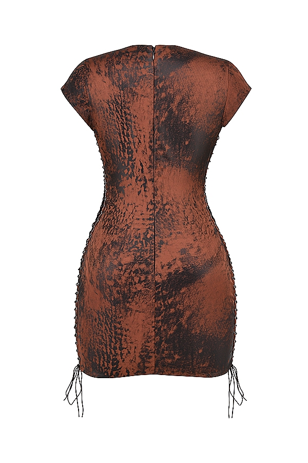 antik-kupferfarbenes minikleid mit schnürung