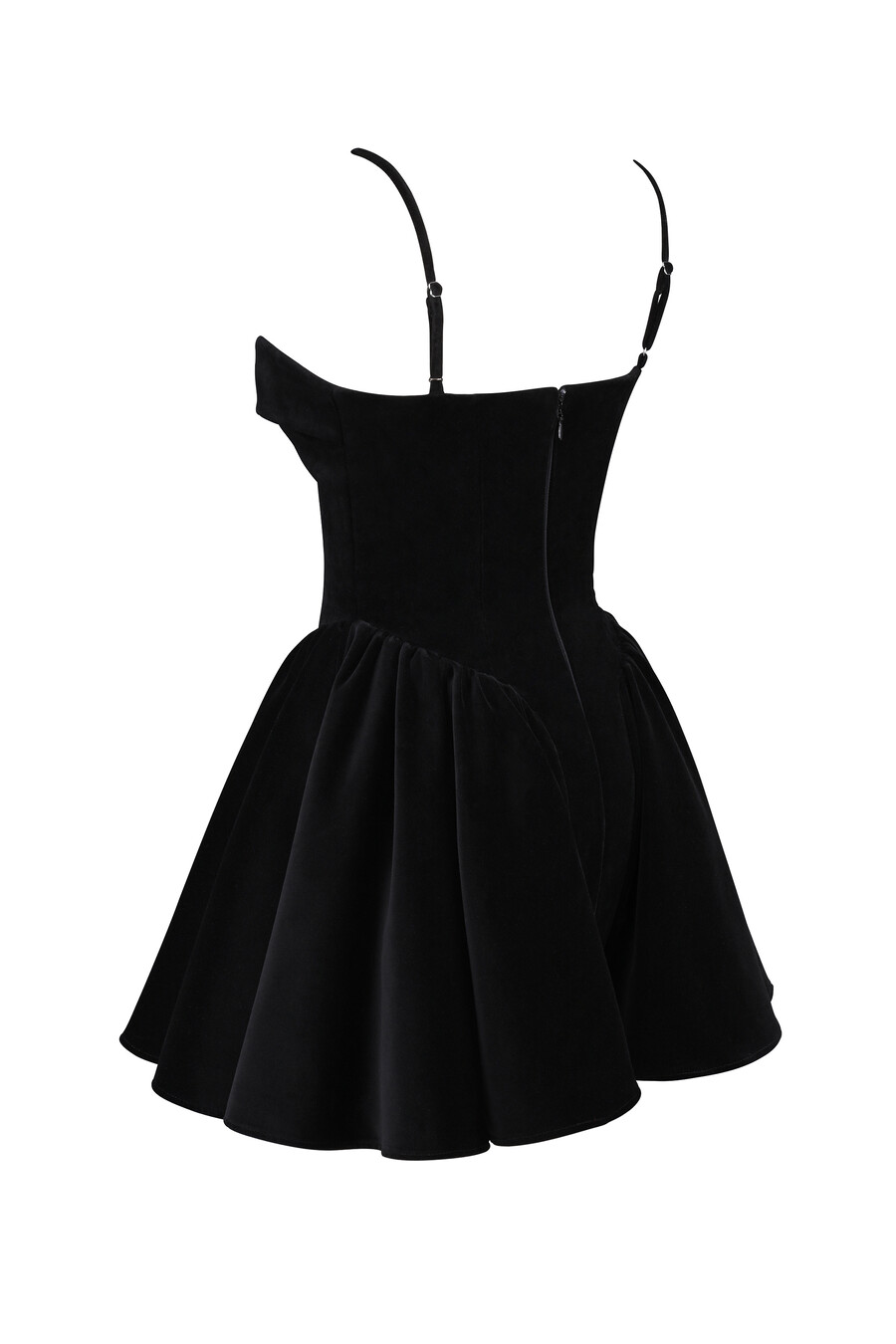 schwarzes minikleid aus samt und tüll