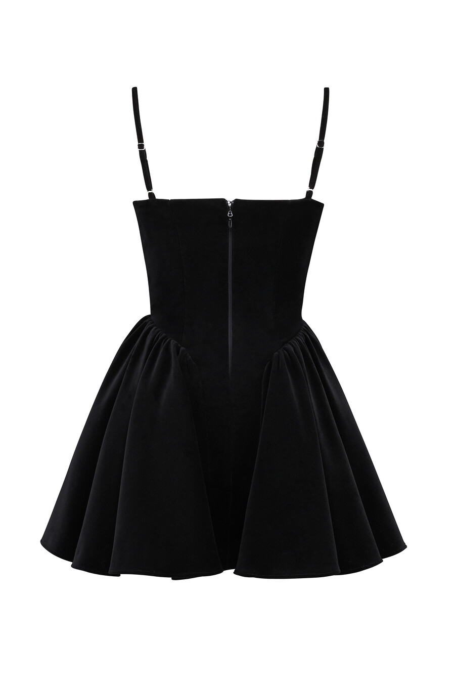 schwarzes minikleid aus samt und tüll